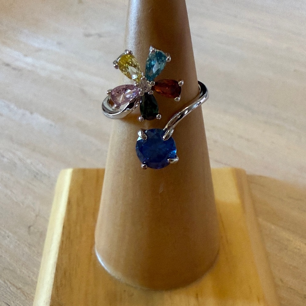Colorful Gemstone Silver Ring
